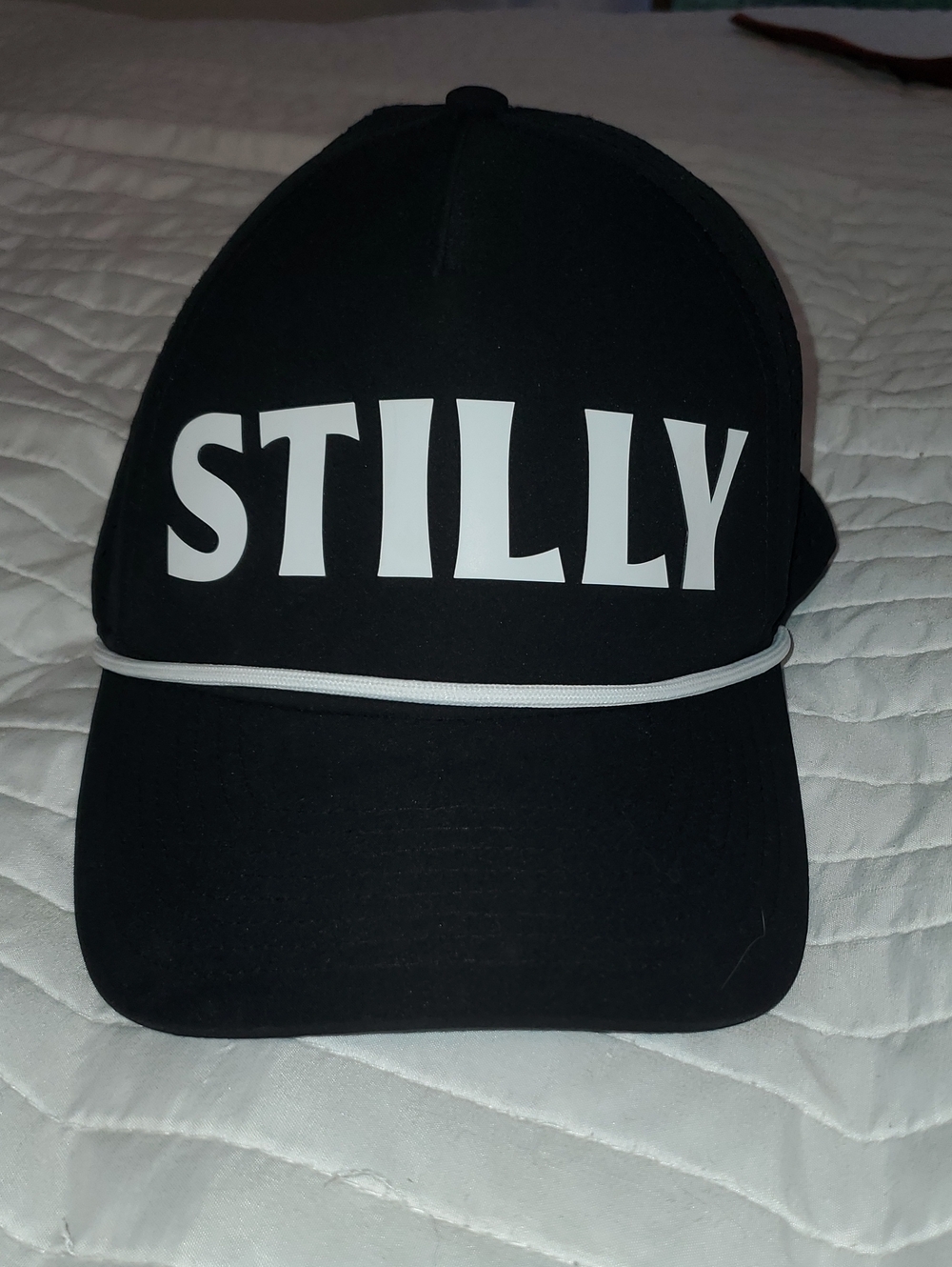 Black Baseball Cap with White Accent - Men's Hat
